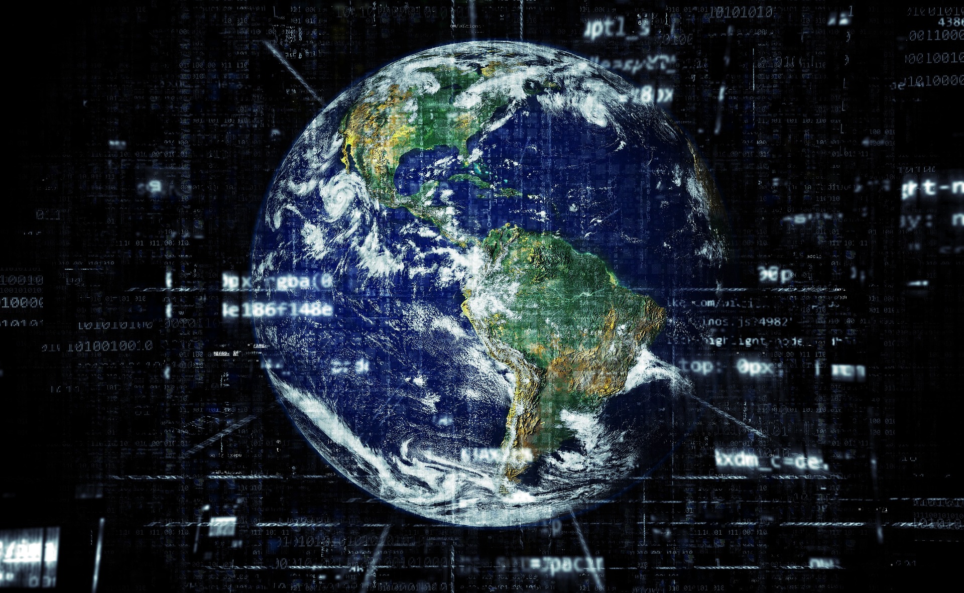 Picture of Planet Earth with data surrounding it