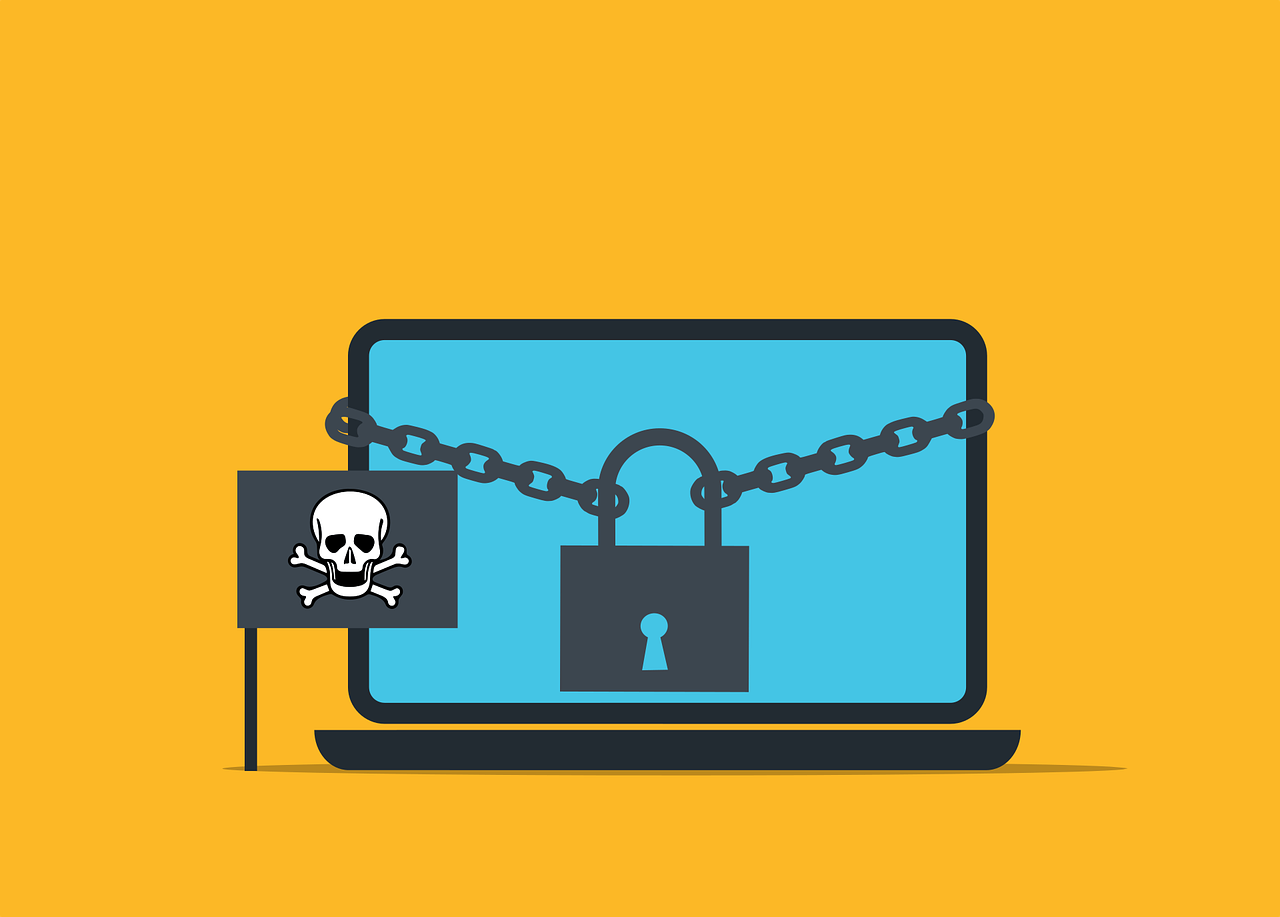 Laptop with a padlock around it